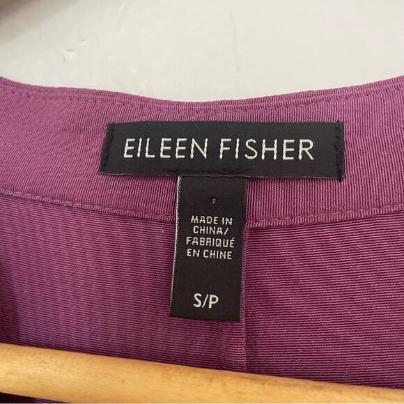 Eileen Fisher Purple Long Sleeve A-Line Minimalist Work Shirt Dress - Picture 6 of 8